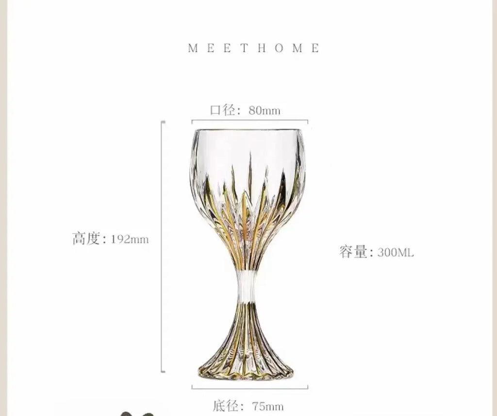 European high-end gold unleaded glass wine glass household thickened hand-made crystal glass goblets wine glasses